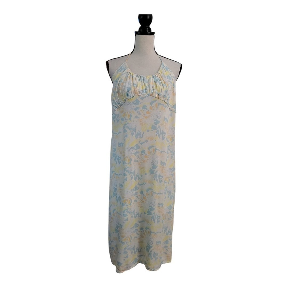 💕BP Nordstrom Women's 1x Halter Hawaiian Floral Lined Beach Midi Dress New